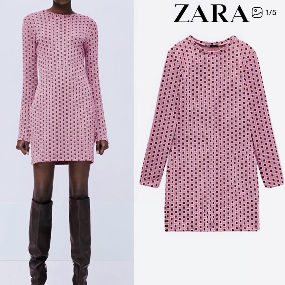 ZARA Pink Long Sleeve Dress